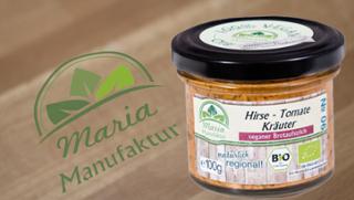 No 06: Hirse, Tomate & Kräuter Gemüseaufstrich Hirseerzeugnis Tomatenerzeugnis Getreideaufstrich von Maria Manufaktur in Auerbach