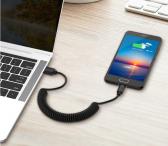 Spyruoklinis USB kabelis Tipe-C ir MicroUSB-0