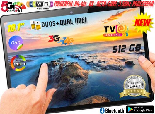 NAUJAS TABLET PC-10.1"COLIU 8X BRANDUOLIU 3.5Ghz+512GB+2SIM+4G+GPS+GORILLA GLASS-0