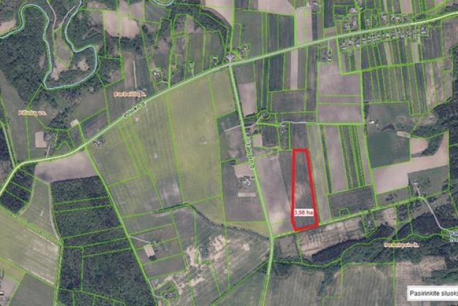 Parduodamas Burbaičių kaime šalia kelio gražus 3,98 ha žemės sklypas-0