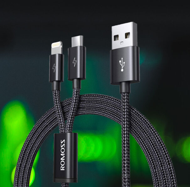 ROMOSS ΚΑΛΩΔΙΟ ΦΟΡΤΙΣΗΣ NYLON CB209 2-σε-1 Lightning / Micro-C 1.5M