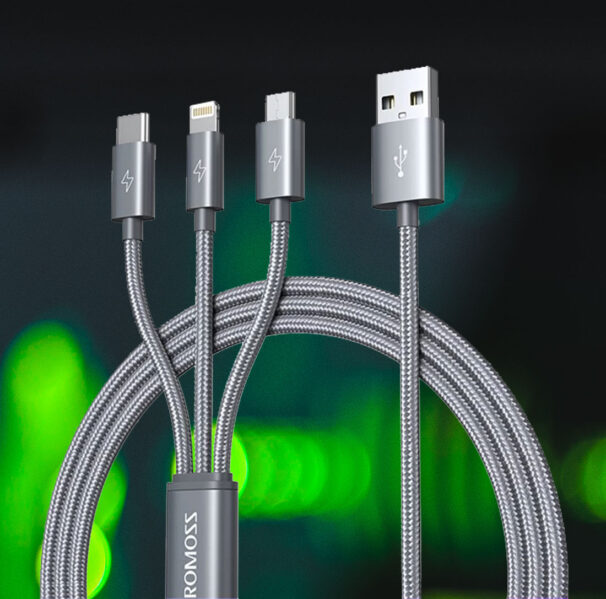 ROMOSS ΚΑΛΩΔΙΟ ΦΟΡΤΙΣΗΣ NYLON CB25A 3-σε-1 Lightning / Type-C / Micro-USB 1.5M