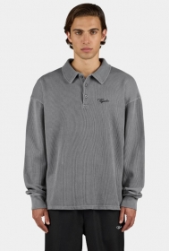 Signar Rib Polo Longsleeve Vintage Grey Black