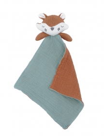 Kuscheltuch Fuchs, Gestrick, Musselinstoff, bombay/brown