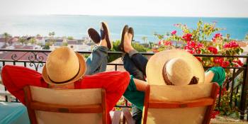 Stel op balkon in Spanje