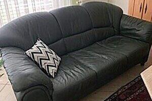 Schnes Ledersofa dunkelgrn