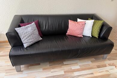 Rolf Benz 2300 Leder Dreisitzer Sofa Couch, schwarz