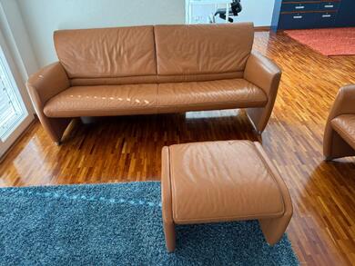Ledersofas von Jori (3er, 2er und Fuschemel)