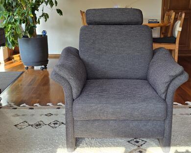 Polsterrsessel mit Kopfsttze & Sitzbank (aufklappbar) grau Nur Abholung