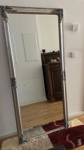 Spiegel Holzrahmen Alt Silberfarben