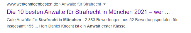 Anwälte Strafrecht München SERP