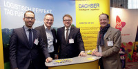 Talking shop about logistics: (from left) Michael Scheid, René Soldner and Dirk Alexander from Dachser SE with Andreas Winkels (InterCookies24 GmbH).