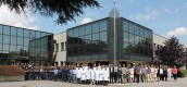 Proud of what the company has achieved: 
Eurosicma employees in front of the headquarters in Segrate near Milan.