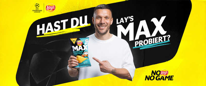 „No Lay's, No Game“ heißt das Motto der Werbekampagne für Lay's Chips mit Fußballstar Lukas Podolski in Deutschland. (Foto: PepsiCo) „No Lay's, No Game“ heißt das Motto der Werbekampagne für Lay's Chips mit Fußballstar Lukas Podolski in Deutschland. (Foto: PepsiCo)