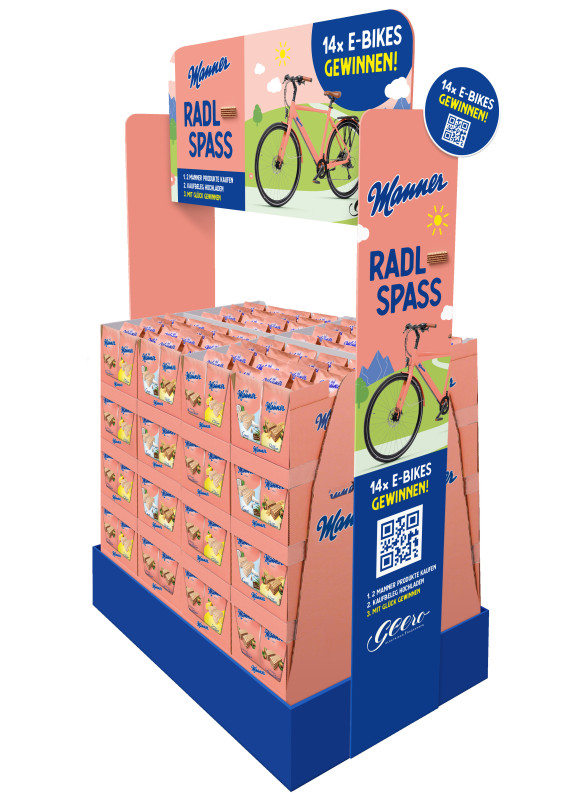 Manner kommuniziert die Sommerpromotion u. a. mit großflächigen Zweitplatzierungen und attraktiven Displays am POS. (Foto: Manner)