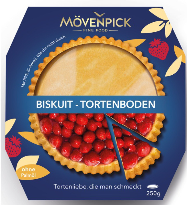 Neu auf den Markt kommt ein Premium-Tortenboden unter der Marke Mövenpick. (Foto: KuchenMeister)