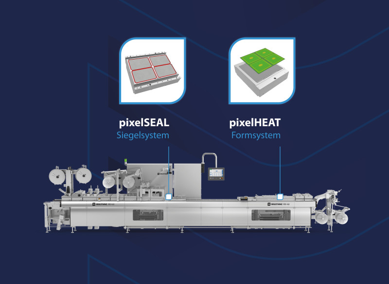 Mit der RX Ultimate wird weltweit erstmals eine intelligente, nachhaltige Gesamtlösung im Markt präsentiert, die beide Heizsysteme auf einer Tiefziehverpackungsmaschine integriert. (Bild: Multivac)
