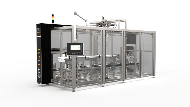 Die Kartonverpackungsmaschine ETC CB20 von Etpack vereint Aufrichtung, Beladung und Verschluss. (Bild: Sacmi Packaging & Chocolate)