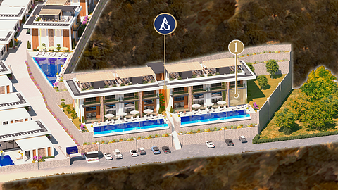 A Blok No:1 Cordelia Sea View Apartments & Villas | 2+1 Loft Apartment in Esentepe