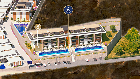 A Blok No:8 Cordelia Sea View Apartments & Villas | 2+1 Loft Apartment