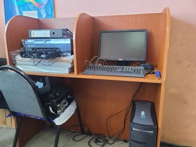 Glass Display, Table, Chairs