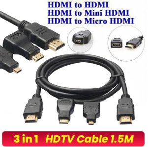 Hdmi 3 in 1 Cable with micro and mini hdmi connector(not Mirco USB)