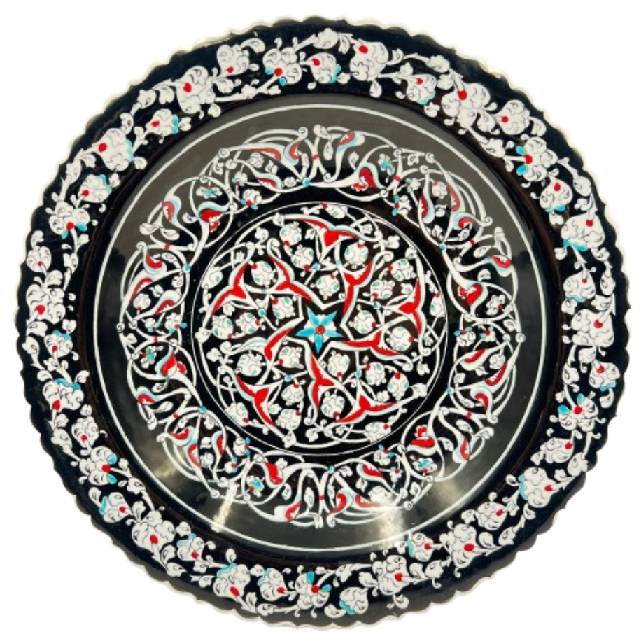 Yıldız Desenli El Yapımı Dekoratif Çini Tabak