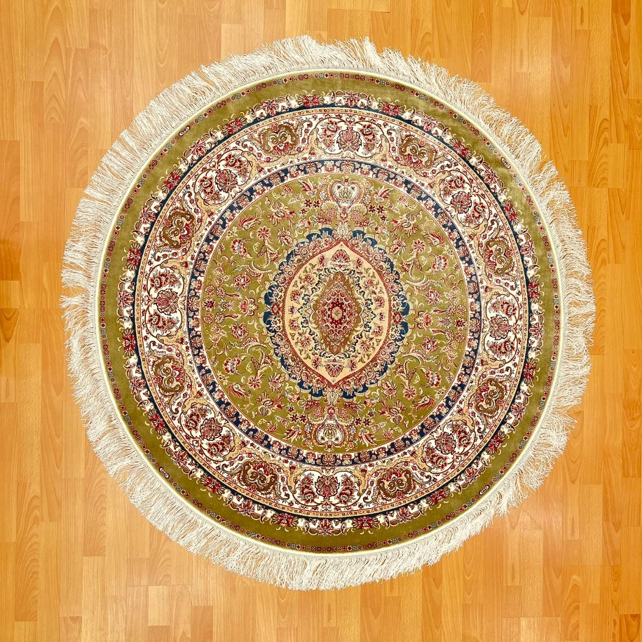 Yuvarlak Buta/Paisley Motifli 150 x 150 CM İpek Halı