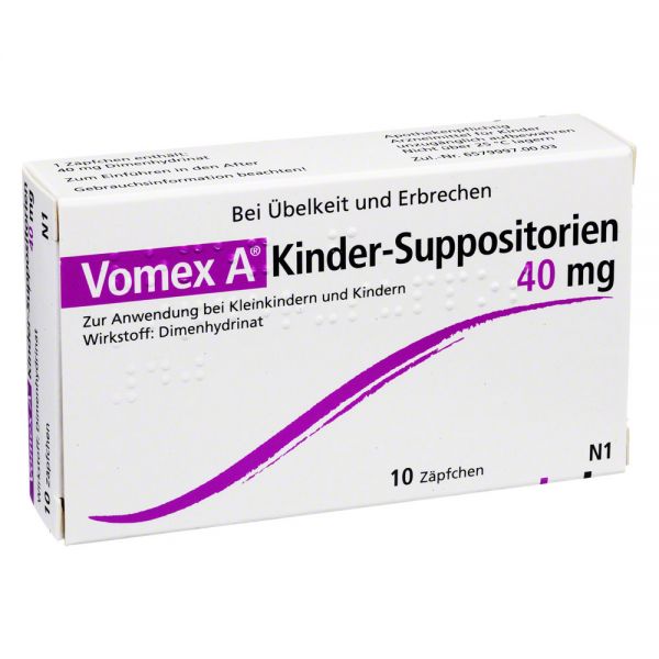 Vomex A Kinder-Suppositorien 40 mg 10 Stück