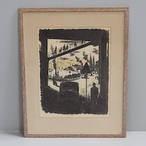Gustaf Alexandersson. "Slussen" Litografi 13/310. 38x49 cm. på auktion i Skåne hos Sikö Auktioner