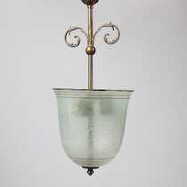 Taklampa glas & mässing 1930-40-tal H=59 på auktion i Skåne hos Sikö Auktioner