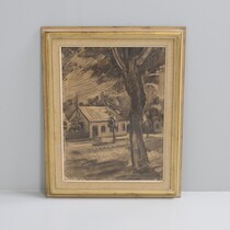 Bernhard Neuman, kolteckning, 1949, 63 X 46 cm på auktion i Skåne hos Sikö Auktioner