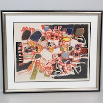 Beverloo Corneille, 1962, färglitografi 71/120, 47 x 62 på auktion i Skåne hos Sikö Auktioner