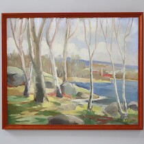 Axel Olsson olja på pannå 49 X 60 på auktion i Skåne hos Sikö Auktioner