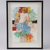 Olga Semenova, akvarell, 39 x 27 på auktion i Skåne hos Sikö Auktioner