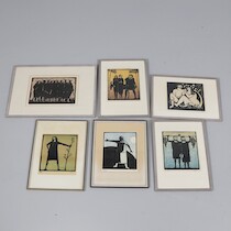 Åke Holm, träsnitt 6 st, 27 X 19 cm och mindre på auktion i Skåne hos Sikö Auktioner