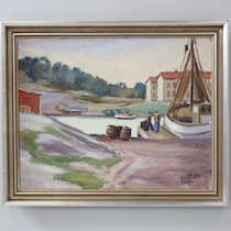 Oidentifierad konstnär, olja på duk, 55 x 70, otydligt signerad på auktion i Skåne hos Sikö Auktioner