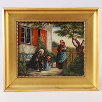 Oidentifierad konstnär olja på duk monogramsignerad MK 1800-tal 22 X 27 på auktion i Skåne hos Sikö Auktioner