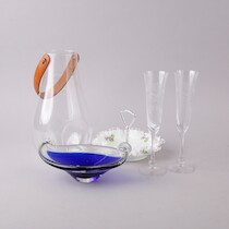 Champagneglas, ljuslykta m.m. bl.a. Orrefors, H = 30 o mindre på auktion i Skåne hos Sikö Auktioner