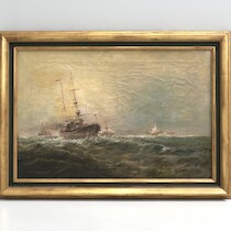 Marinmålning, olja på duk, oidentifierad konstnär, 75 X 50 cm på auktion i Skåne hos Sikö Auktioner