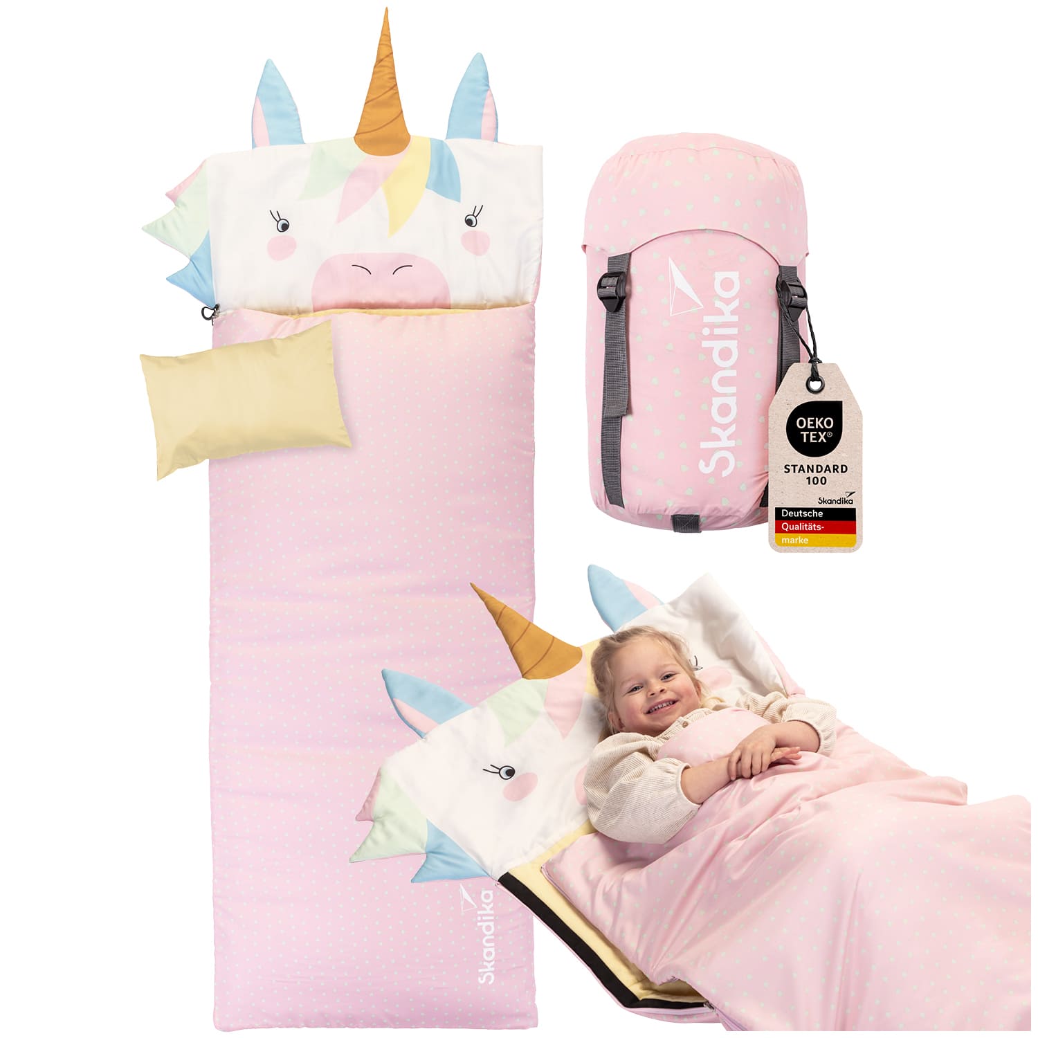Sac De Couchage Enfant 2 En 1 Pillow 135x52cm - Sac Couchage Coton Doux Garçon Fille 3-10 Ans, Convertible En Coussin