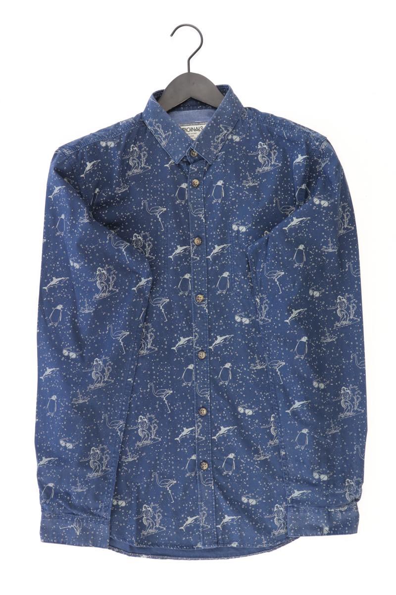 ✨ Jack & Jones Langarmhemd Slim Hemd für Herren Gr. 50, M blau aus Baumwolle ✨