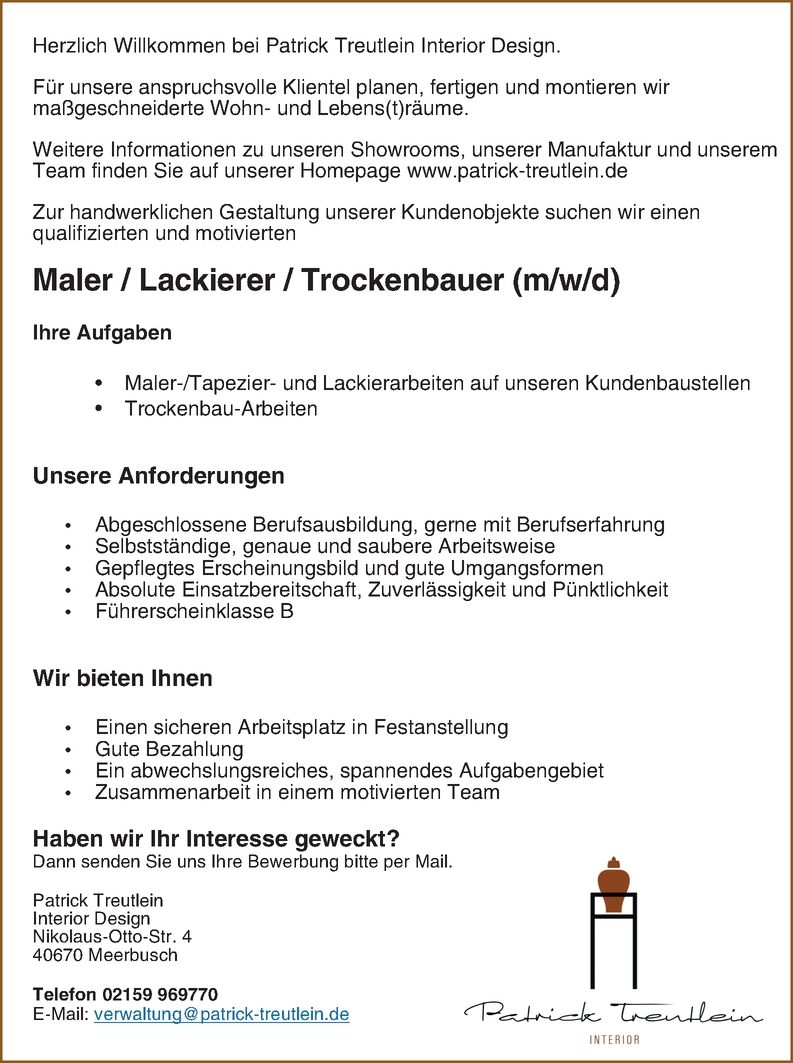 Bewerbung Maler