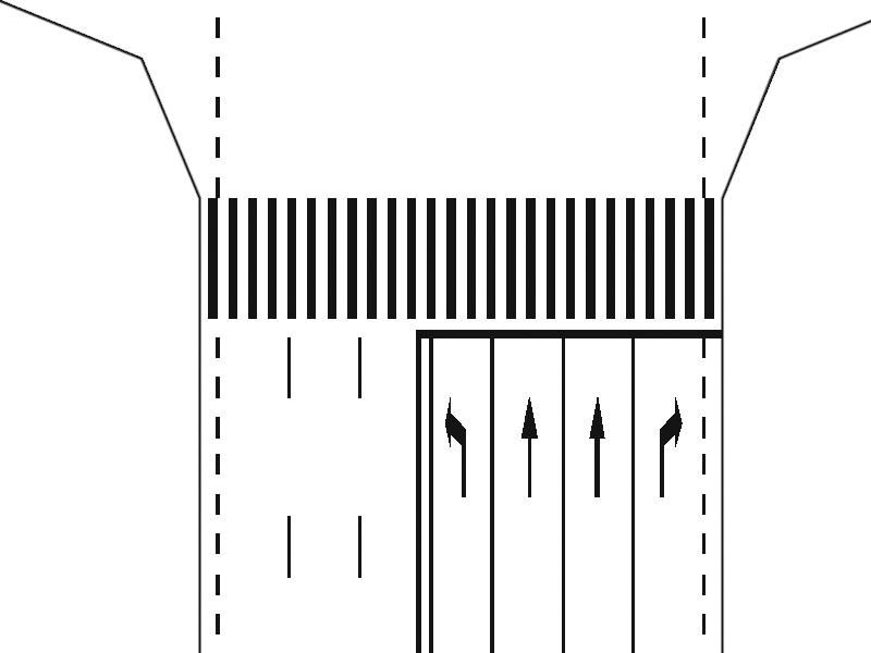 Pe ce bandă de circulaţie vă încadraţi pentru a vira la stânga, într-o intersecţie semnalizată cu astfel de marcaje?