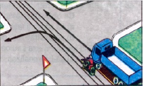 Motociclistul din imaginea alaturata s-a incadrat corect pentru a executa virajul spre stanga?