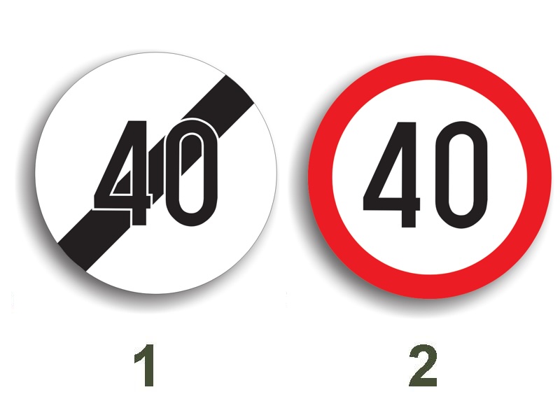 Care dintre indicatoare interzice circulația cu o viteză mai mare de 40 km/h?