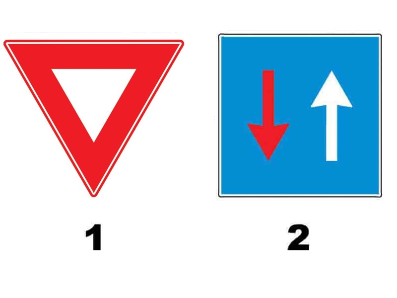 Dintre indicatoarele din imagine, care vă conferă prioritatea de trecere?