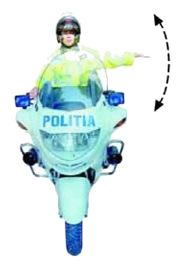 Semnalul polițistului indică: