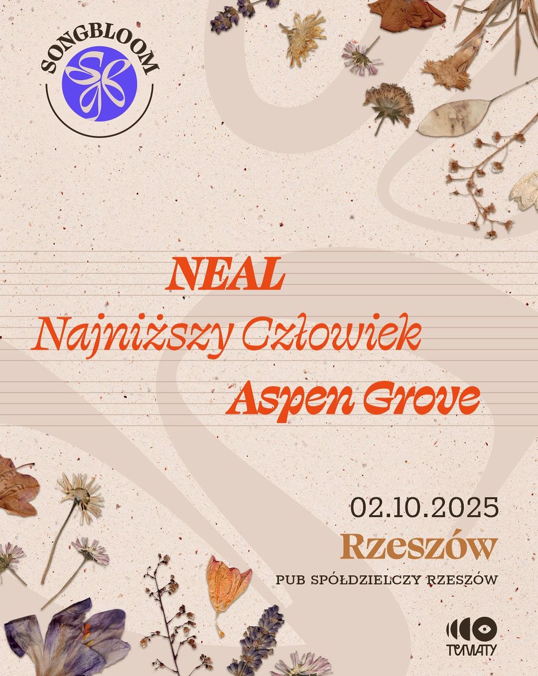 SongBloom Rzeszów | objazdowy festiwal songwriterski |  najniższy człowiek 02.10.2025 bilety