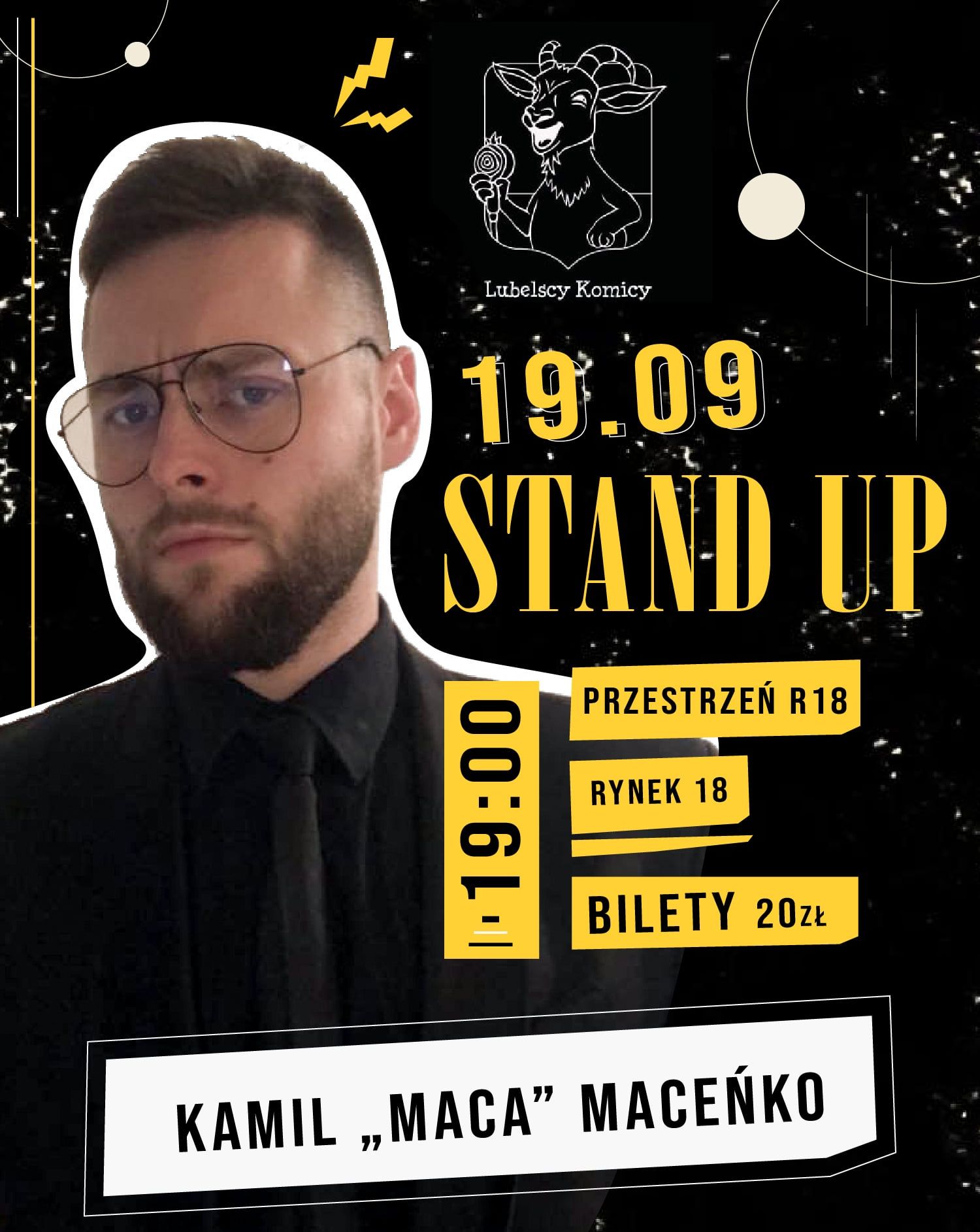 Stand-up w Lublinie – Otwarcie Sezonu | Stand-up Open Mic  Lubelscy Komicy 19.09.2025 bilety